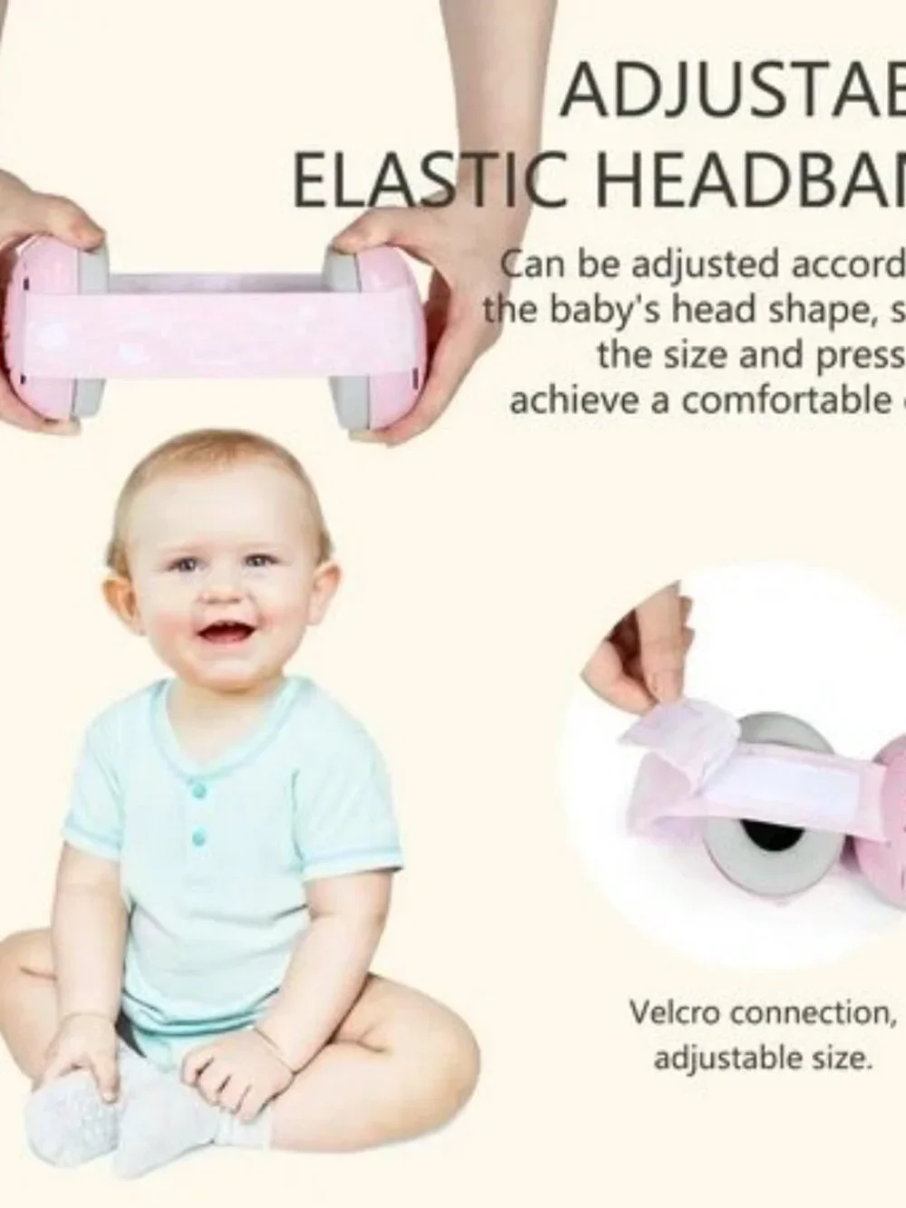 Pink Baby Earmuffs Adjustable Headband ABS Cups Soft Cushions Infant Toddler